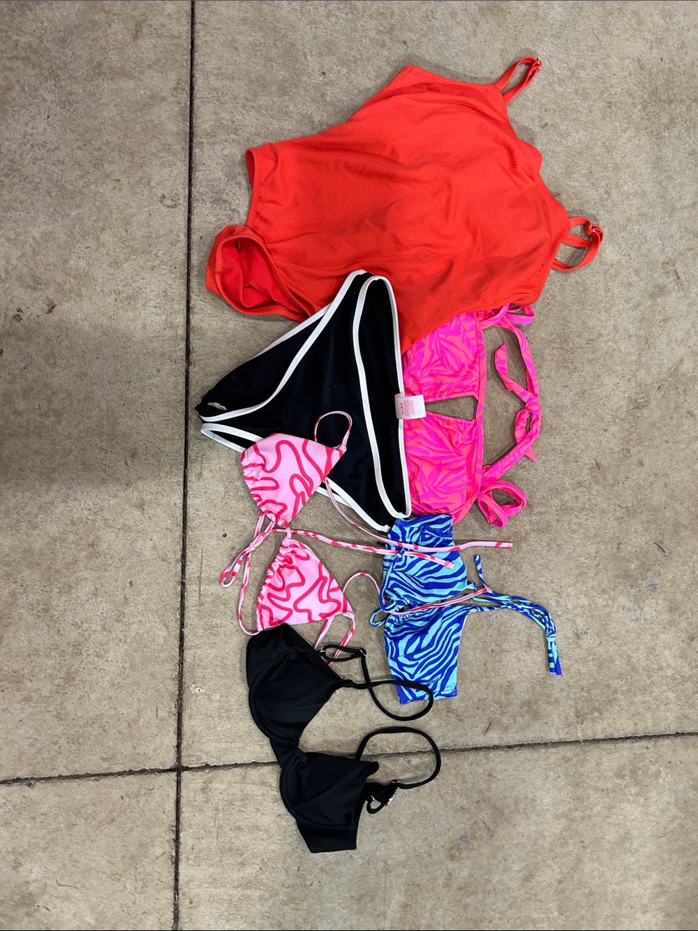 Women’s Mixed Bikini & One-Piece Swim Set in Red, Pink, Black & Blue